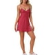 thumbnail image 2 of Noche de seda sexy para mujeres, vestido de tirantes de encaje, ropa de dormir sin mangas, lencería chemise, color rojo, 2 of 6