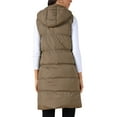 thumbnail image 3 of Women's Sleeveless Vest Casual Long Puffer Hooded Down Jacket 2XL Coffee, 3 of 6