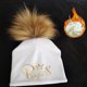 thumbnail image 1 of Gorro con pompón de cubo para bebé, gorro con letras de Príncipe, princesa dorada, a la moda, para recién nacido, 1 of 4
