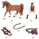 thumbnail image 4 of Vogacara Caballo marrón de simulación en miniatura con estatuilla de amazona y de Animal de silla de montar juguetes de modelos de colección Juguetes Vogacara FN006285-00, 4 of 6