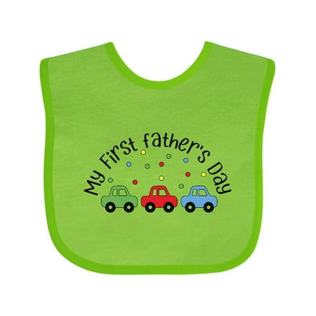 

Inktastic My First Fathers Day with Red Blue and Green Cars Gift Baby Boy or Baby Girl Bib