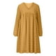 thumbnail image 5 of Vestido de manga larga de gasa con cuello en V de blusa sólida de otoño invierno de moda para mujer Fridja  yut5093, 5 of 5