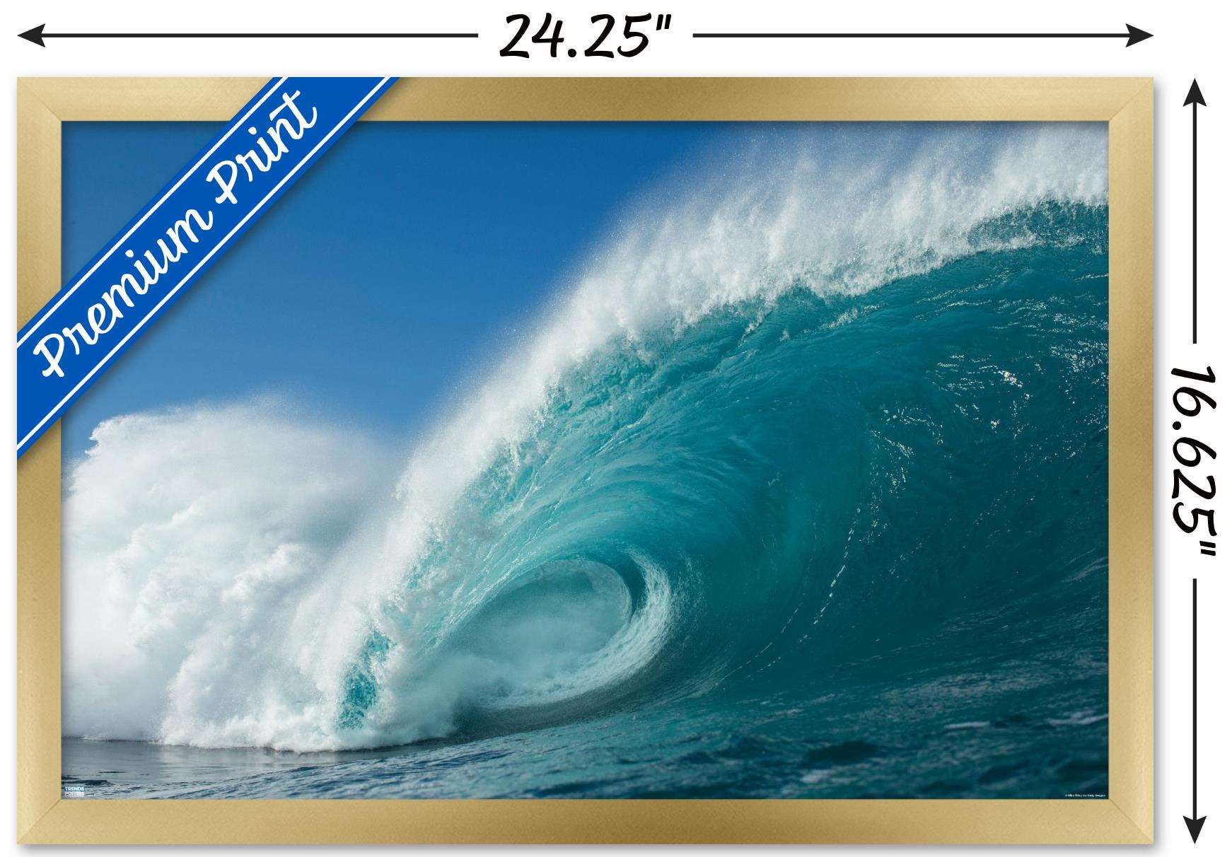 Surfing - Rolling Wave Wall Poster, 14.725" x 22.375", Framed