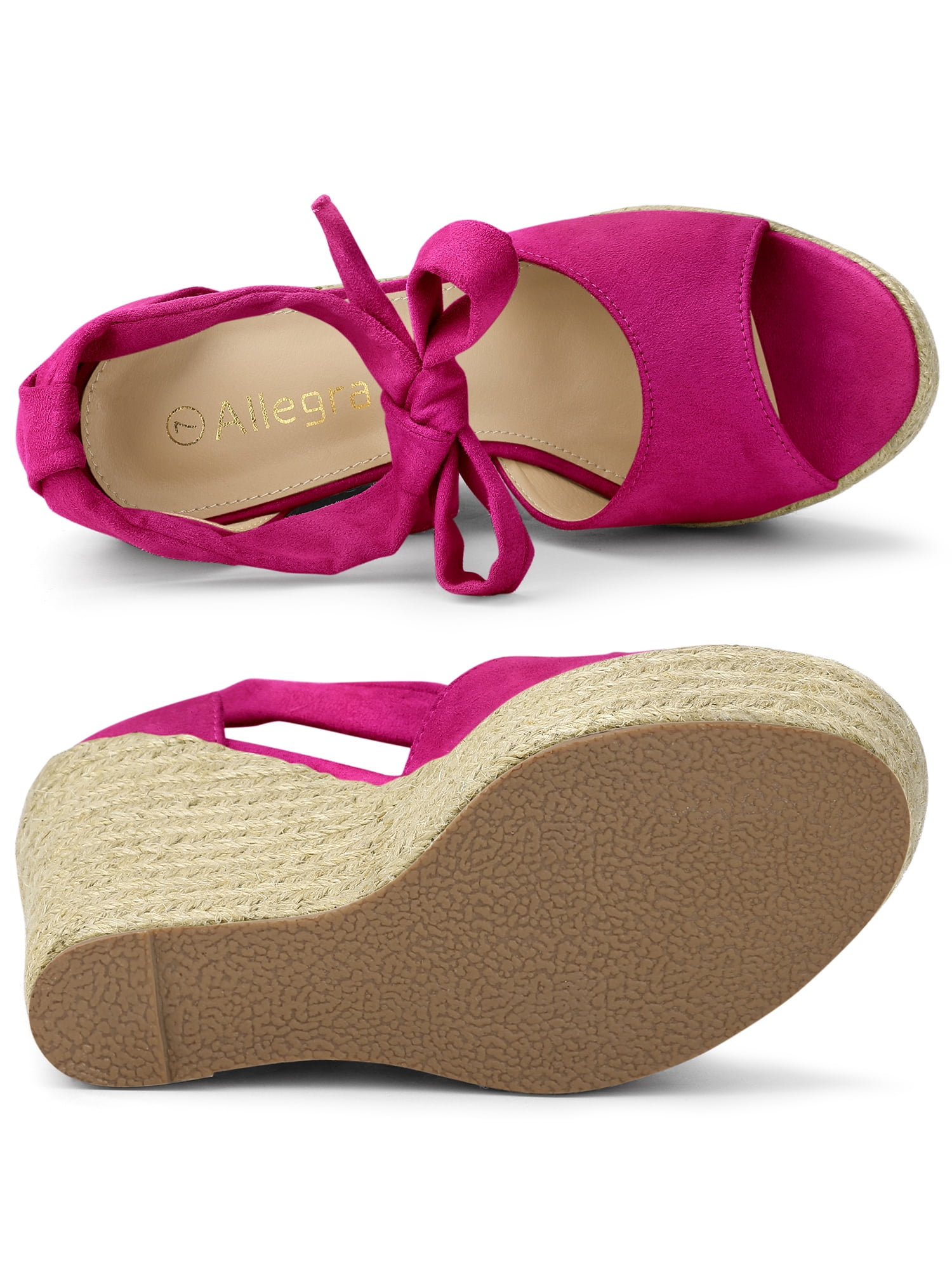 DARING DIVA Women's Espadrilles Tie Up Ankle Strap Wedges Sandals Hot Pink 10