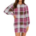 thumbnail image 2 of Women's Casual Dress Long Sleeve Round Neck Solid Color Classic Fit Midi Dress for Spring Fall Daily Wear,Purple Pink,S, 2 of 6