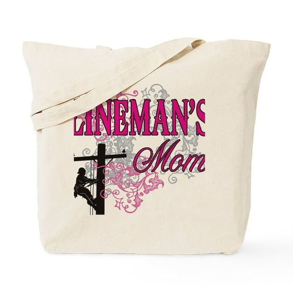 CafePress - Linemans Mom White Shirt With Pole Tote Bag - Unisex Canvas Tote Bag, Beige, 1-Piece