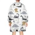 thumbnail image 2 of Wearable Oversized Blanket,Gray Brown Dinosaurs Palms Pattern Wearable Blanket Hoodie for Adults,Cozy Hooded Blankets with Super Pockets,Super Warm Fuzzy Pullover for Women & Men, 2 of 6