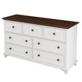 thumbnail image 6 of Dresser with 7 Drawers, Chest of Drawers with Walnut Color Tabletop, White Wood Dresser for Bedroom, 61"L*19.7"W*34.8"H, 6 of 8
