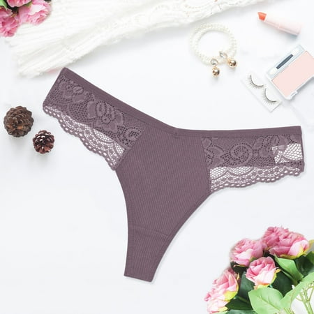 

Gubotare Underpants For Women Panties For Women Crochet Lace Lace Up Panty Hollow Out Underwear Khaki XL