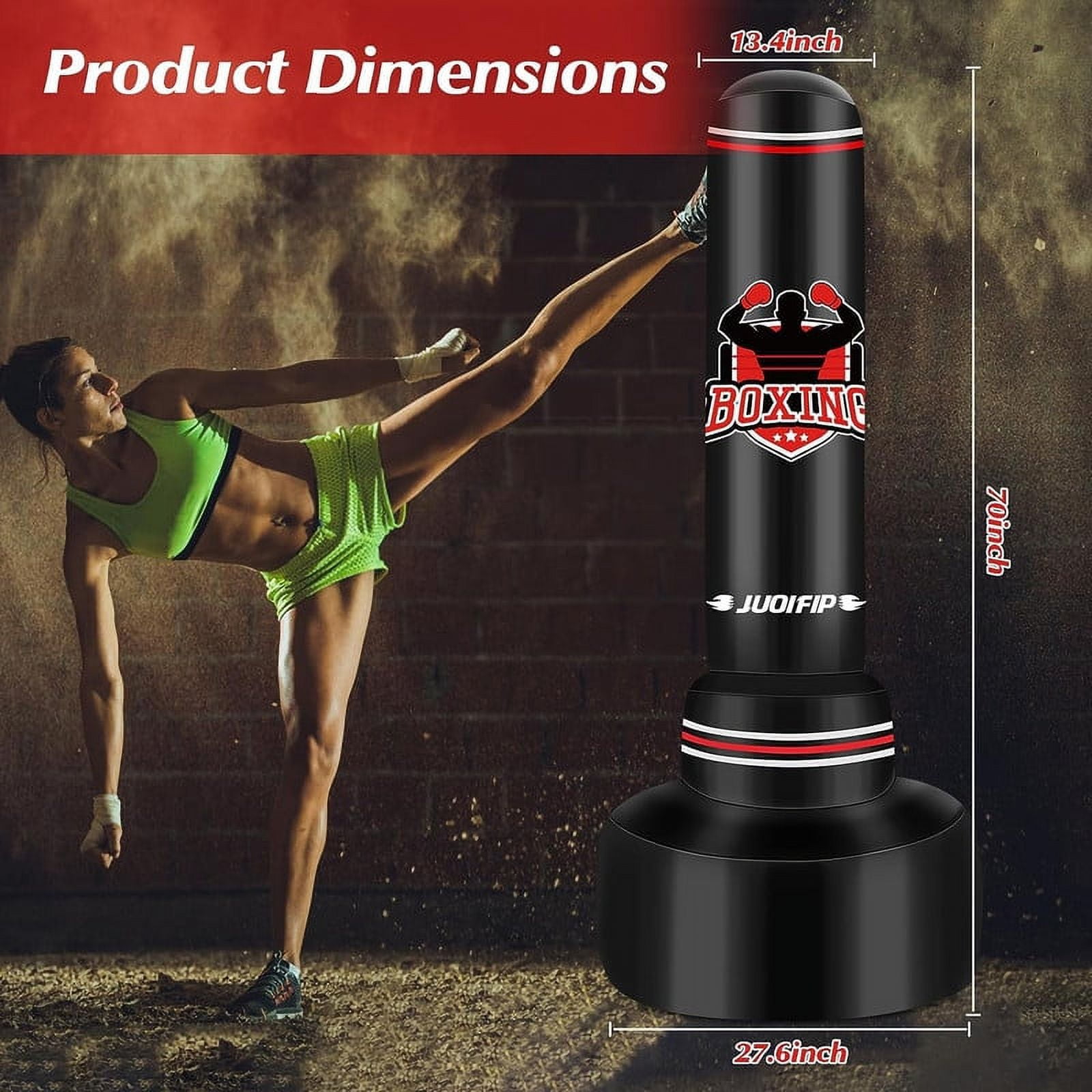 JUOIFIP Freestanding Heavy Punching Bag Set with Gloves, Red