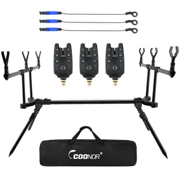 COONORset,Bite Alarms 3 Rod Stand Pole Pod Stand With Stand Pole Pod With 3 Bite Pole Pod Stand Alarms 3 Bait Carp Rod Adjustable 3 Bait Set 3 Bite Alarms Stand With 3 Qisuo Mewmewcat Buzhi