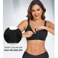 thumbnail image 2 of Exerin Women's Front Closure Bras Wireless Comfort Unlined Full Coverage Cotton Bra(38D,Black), 2 of 6