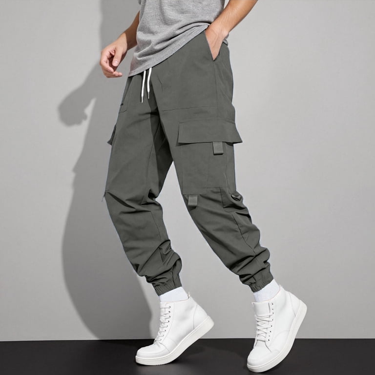 AWZXDE Men's Slim Jogger Cargo Pants Solid Color with Pockets