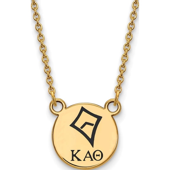 Ss/Gold Plated Sterling Silver With Gp Logoart Kappa Alpha Theta Sm Enl Pend Necklace (18 X 12) Made In United States gp044kat-18