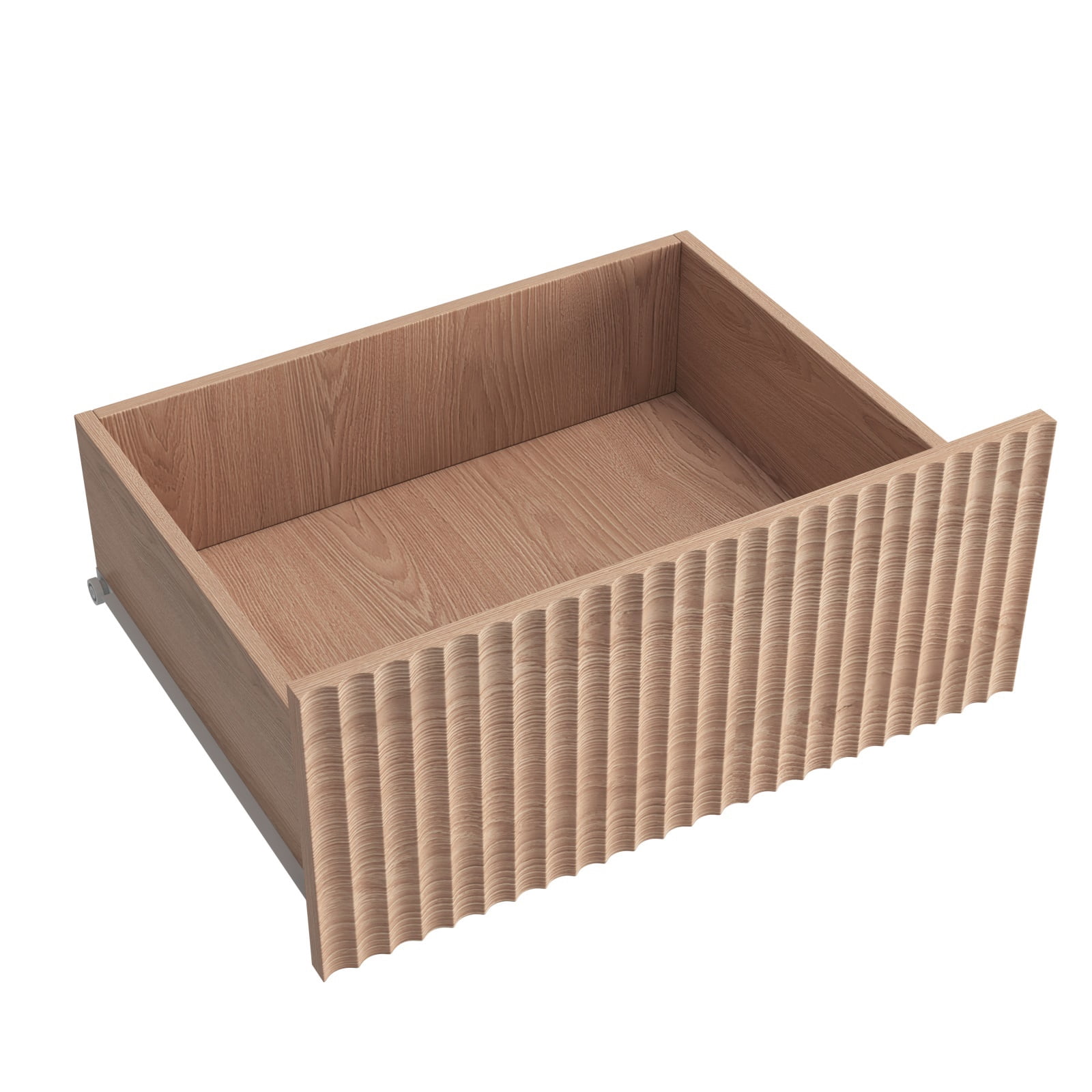 Hommoo Modern 9-Drawer Wood Dresser, Fluted Chest of Drawers, Multifunctional Storage Cabinet Credenza Side Table, Natural