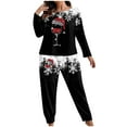 thumbnail image 2 of Mifsaly Plus Size Pajama Set Women Christmas Xmas Print Pjs 2 Piece Oversized Long Sleeve Sleepwear Loose Crewneck Nightwear Lounge Sleep Pants 2025 Winter Festival Loungewear, 2 of 4