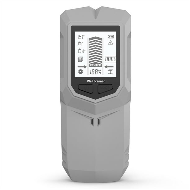 Detector de Metales de Pared 6 en 1, Detector de de Madera, Detección de Cables con Tensión, Escáner de Pared, Detector de Cajas Eléctricas, Color Gris.
