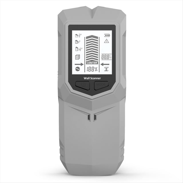 Detector de Metales de Pared 6 en 1, Detector de de Madera, Detección de Cables con Tensión, Escáner de Pared, Detector de Cajas Eléctricas, Color Gris.