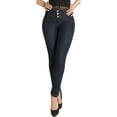 thumbnail image 2 of Women's Butt Lifter Skinny Jeans Levanta Cola Pompis Authenthic Colombianos Push Up High Rise Waist Control Dark Blue 500DB by Fiorella Shapewear, 2 of 6