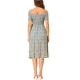 thumbnail image 3 of INSPIRAR CHIC Vestido Largo de Verano Boho Floral de Manga Corta con Alta División en Línea A Color Verde, 3 of 6