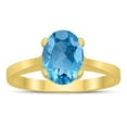 thumbnail image 1 of SZUL Women's Oval Solitaire 8X6MM Blue Topaz Ring in 10K Yellow Gold, 1 of 4