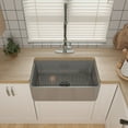 thumbnail image 4 of CASAINC Matte Gray Fireclay 30 in. Single Bowl Farmhouse Apron Workstation Kitchen Sink with Bottom Grid and Strainer, 4 of 7