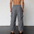 thumbnail image 4 of Men's Baggy Cargo Pants Loose Fit Drawstring Parachute Pants Mens Summer Pants Dark Gray M, 4 of 6
