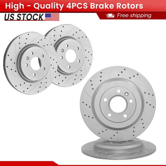 ACB ZONE 4PCS Front Rear Brake Rotors Set, Drilled & Slotted Disc Rotors Kit for Ford Explorer 2011-2019 Flex 2009-2019 Taurus 2010-2019 Lincoln MKS 2009-2012 MKT 2010-2019