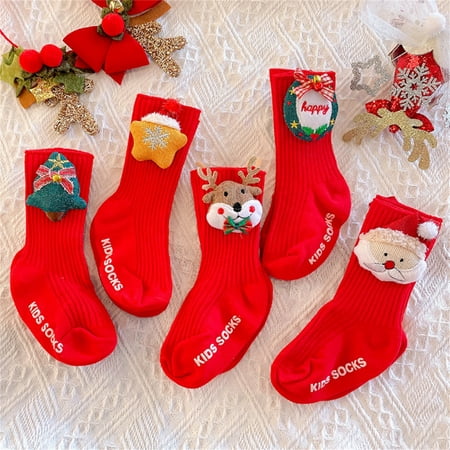 

MyBeauty 1 Pair Elastic Baby Socks Fine Workmanship Cotton Comfortable Xmas Decorative Toddler Stockings for Daily Use M A
