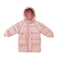 thumbnail image 2 of Zpanxa Girls Mid Length Hooded Down Coat 3-10 Years Thickened Warm Winter Parka Solid Color Puffer Jacket for Snowy Weather, 2 of 3