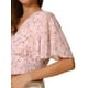 thumbnail image 5 of INSPIRAR CHIC Blusas Cortas de Manga Corta con Cuello en V de Verano con Estampado Floral L Rosa Claro, 5 of 6