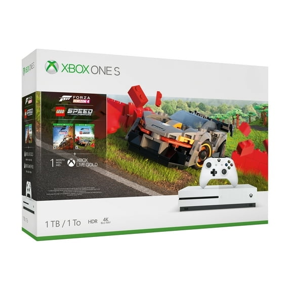 Refurbished Microsoft Xbox One S 1TB Forza Horizon 4 LEGO Speed Champions Bundle, White, 234-01121