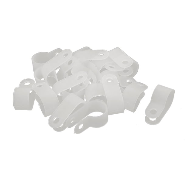 20Pcs Abrazadera de Cable de Nylon Tipo R 1/2" 13.2mm Clip Sujetador Blanco