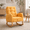 Yellow, variant on Nursery Rocking Chair with Retractable Footrest, White Wooden Rocking Chair with Side Pocket, Comfy High Back Nursing Glider Armchair for Bedroom & Baby Room, Small Apartment Furniture