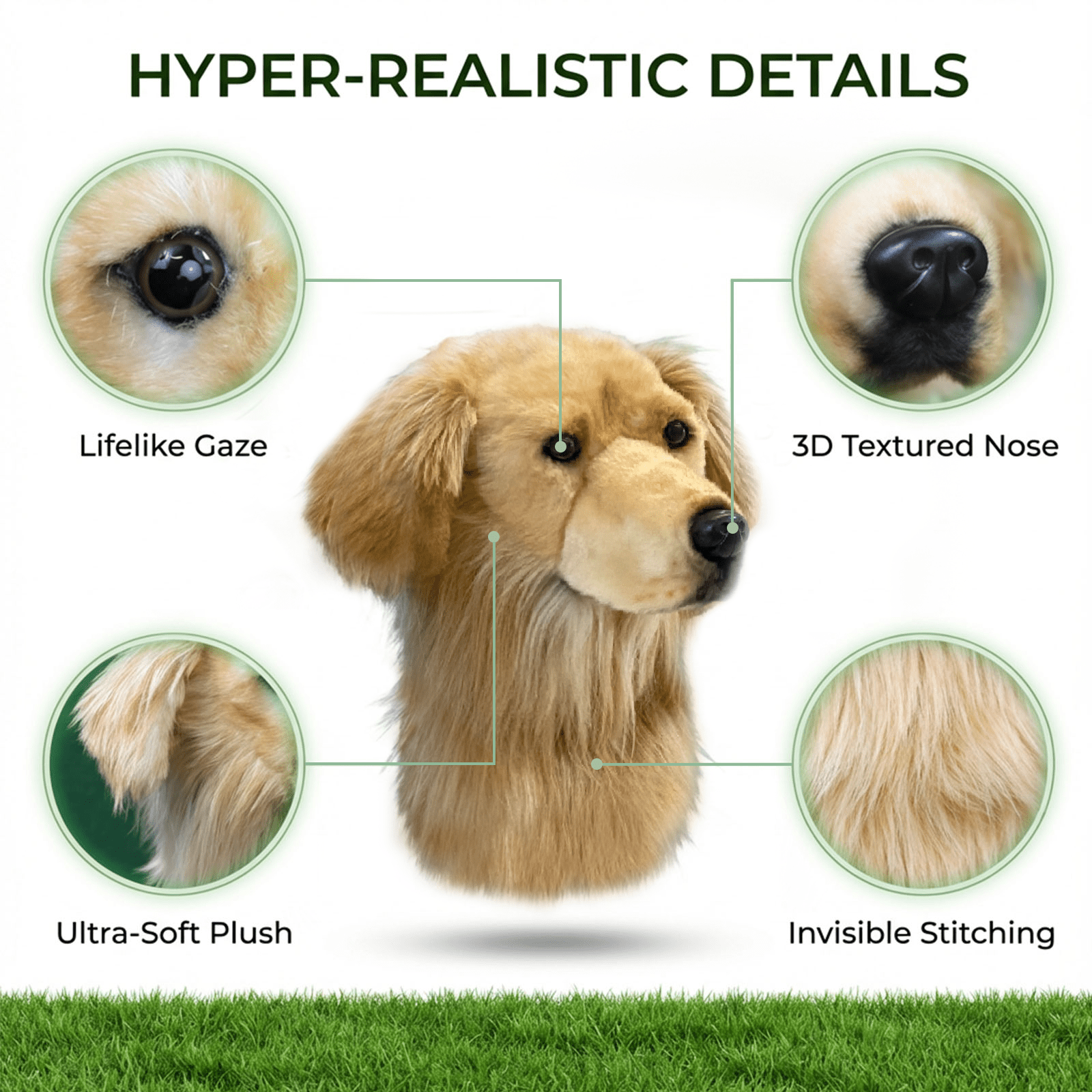 Golden Retriever Golf Club Headcover, Dog Golf Driver & Woods Club Cover, Golden Dog Golf Head Cover