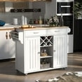 thumbnail image 4 of Harper & Bright Designs Rolling Mobile Kitchen Island Cart with 2 Storage Cabinets and 4 Locking Wheels, Wine Racks, Drawers, Spice & Towel Rack, 4 of 8