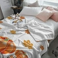 thumbnail image 5 of Fall Maple Leaves Throw Blankets, Thanksgiving Watercolor Pumpkins Soft Fleece Blanket Decorative for Home Sofa Couch Chair Living Bedroom,60x80 inches, Orange, 5 of 5