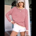 thumbnail image 4 of Suéteres de Mujer de Larga, Cuello Redondo, Rayas de Colores, Suéteres Casuales de Punto Rojo XL, 4 of 9