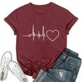 thumbnail image 4 of NAMTYQX Short Sleeve Tops for Women Fullprint Print Crewneck Stretch Soft Oversized Slack Hawaiian Short Sleeve T Shirts for Women Wine Size M, 4 of 5