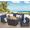 Blue, variant on GAILDON 5-Piece Patio Furniture Set with Glass Table, Outdoor Sectional Rattan, All-Weather Cushions, Red