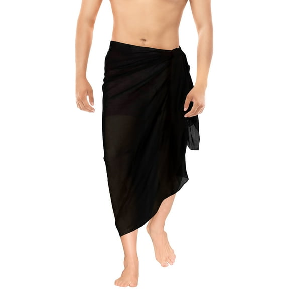 HAPPY BAY Men's Pareo Standard Swimsuits Sarong Full Beach Wrap One Size Black-AA767 Summer Vacation Aloha