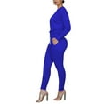 thumbnail image 4 of Femmes?S Ensemble de Manches Longues Fluorescent Solide Classique Col Rond Serré Pantalon d'Exercice Slim Plissé, 4 of 6