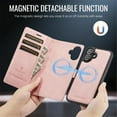 thumbnail image 3 of AutSpace For iPhone 17 [Compatible With MagSafe] 2-in-1 Detachable Wallet Case Magnetic Flip Cover Multi-Card Slots Pocket PU Leather Flip Shockproof Phone Case,Pink,For iPhone 17, 3 of 7