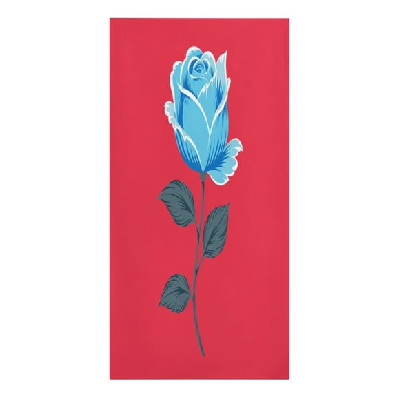 RKSupls Blue Rose Red Background Vector Art Microfiber Beach Towel Absorbent Compact Towels for Swimming Pool Beach Travel Things for Vacation Essentials Adult Gift,61.4×30.3Inch