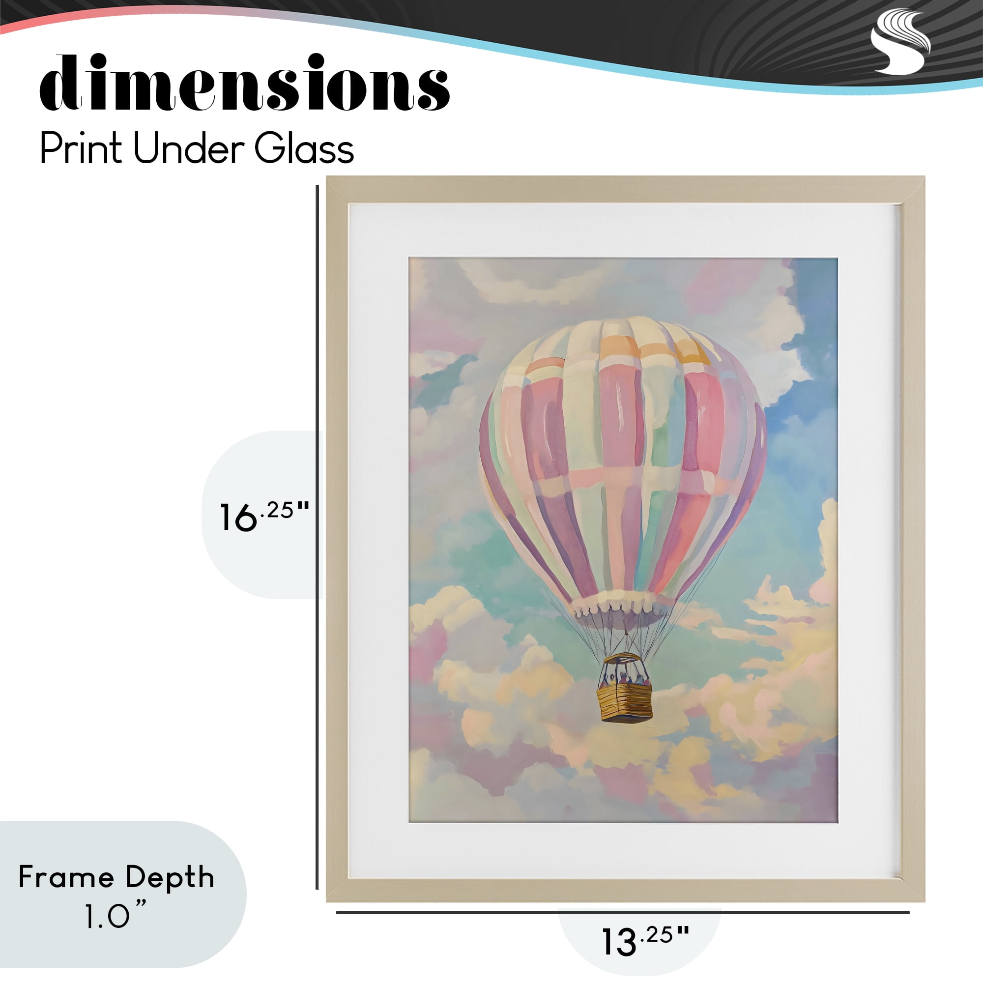Stupell Industries Pastel Hot Air Balloon Birch Framed Print Under Glass, design by The Prints Vibe