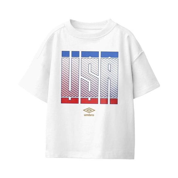 Umbro Kids USA Stacked Soccer T Shirt (White, XS-XL)
