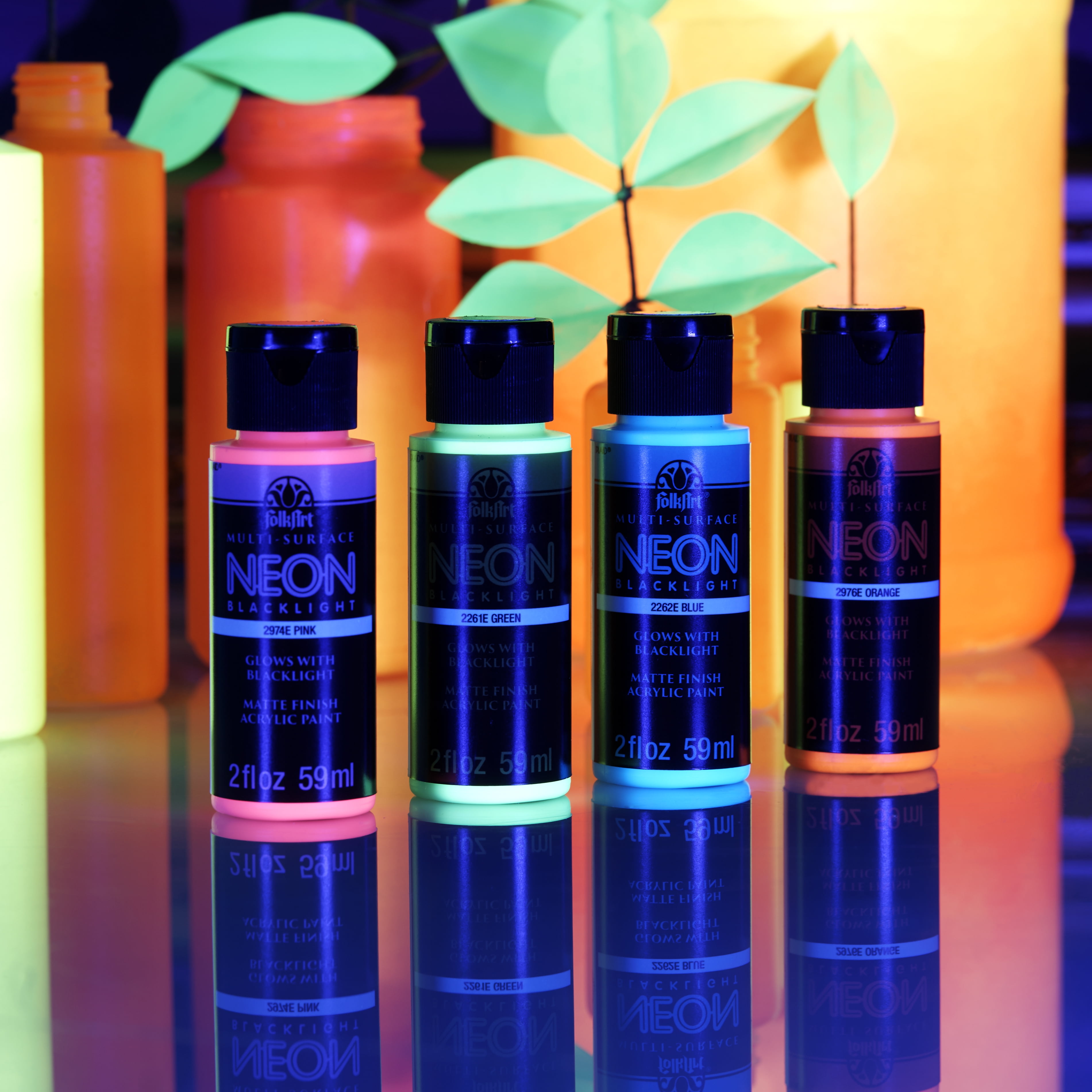 Neon Acrylic Paint Set - 8 Colors, Vibrant Finish - 2 oz, 8 Fl Oz (Pack of  8)