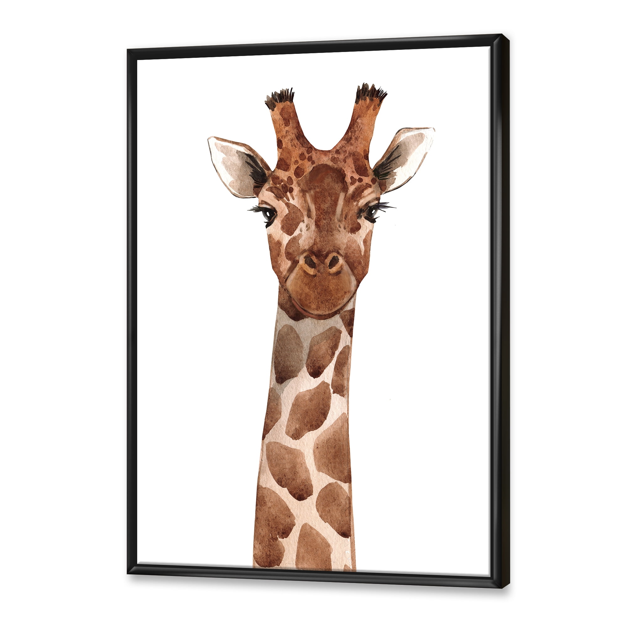 Designart 'Close Up Portrait of A Giraffe XI' Farmhouse Framed Canvas Wall Art Print