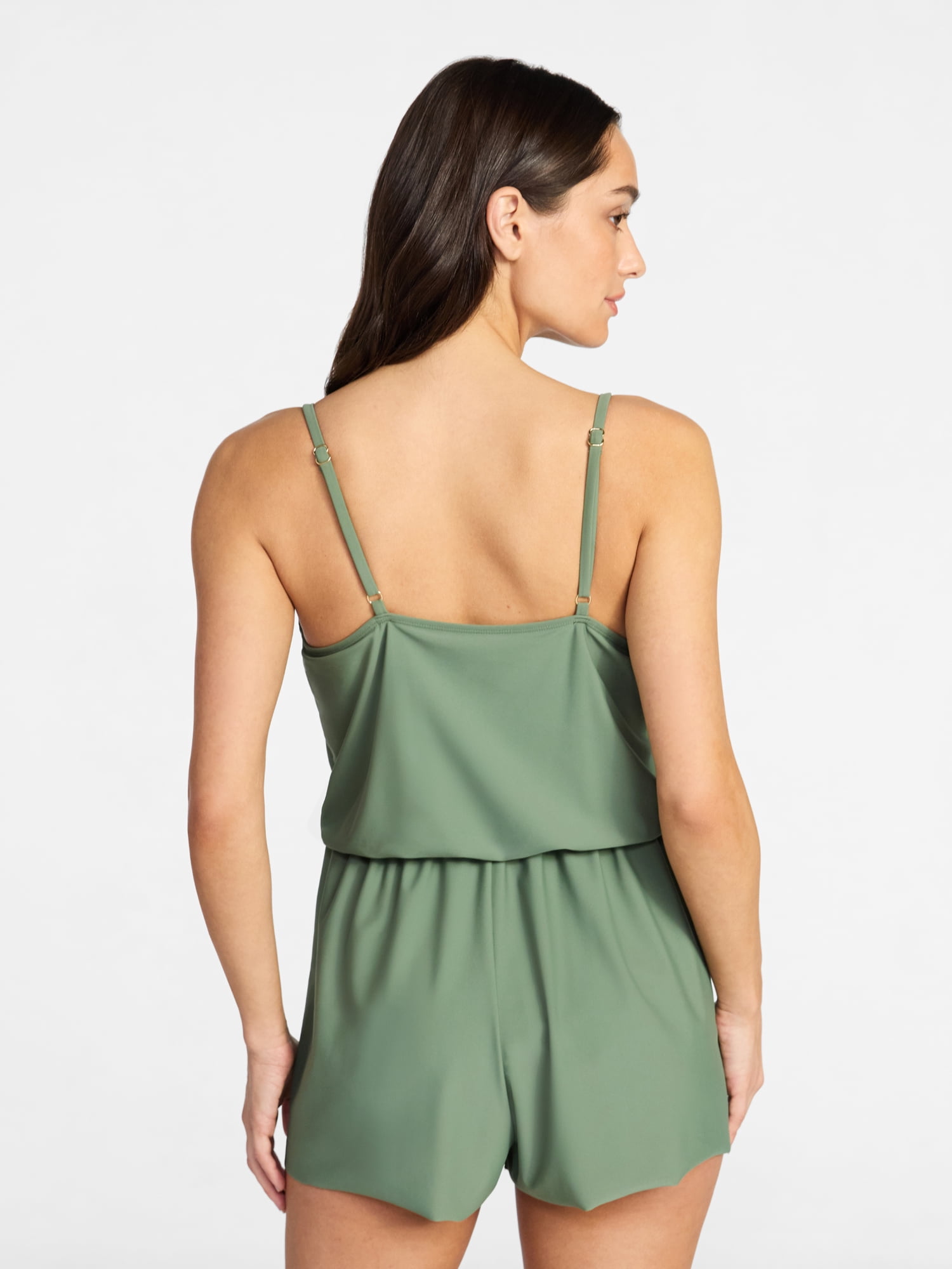 Time and Tru Women's Tank Romper Swimsuit, Sizes XS-3X