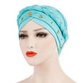 thumbnail image 3 of EnJoCho Women Turban Cap Beaded Headscarf Beanie Braid Wrap Hat Headwear Fashion Pleated Turban Cap Headwrap Sleep Hat, 3 of 4